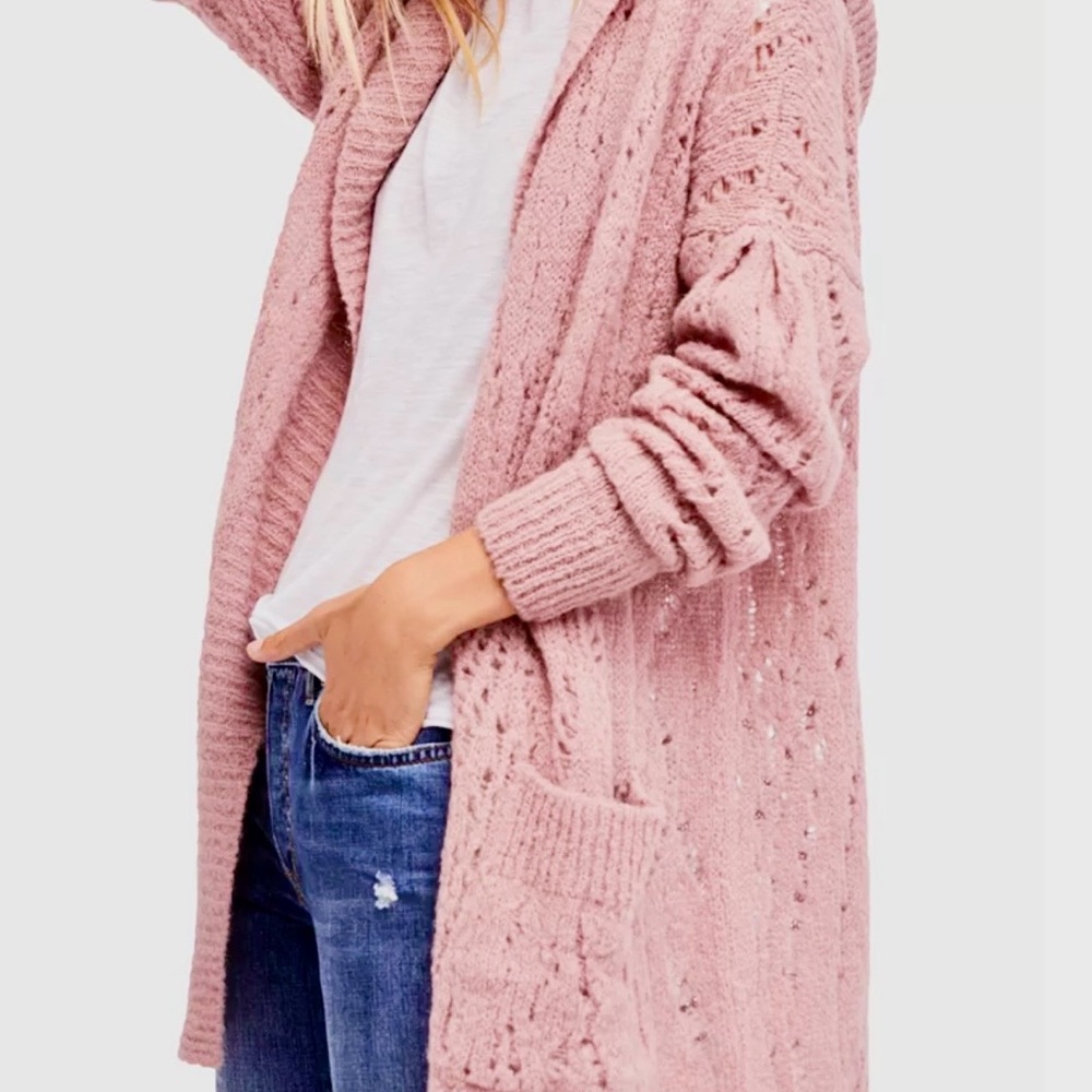 Free People Lemon Drop Alpaca Pink Women's Sweater Cardigan XS